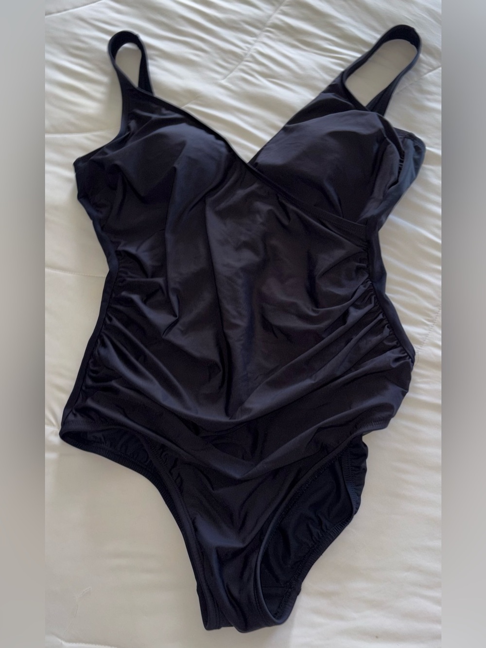 Miradonna Miraclesuit Black Ruched One-Piece Swimsuit, size 14,NWOT - Picture 9 of 10